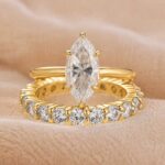S925 Moissanite 2.0Ct Marquise Cut Solitaire Engagement Ring in Sterling Silver with Eternity Wedding Band - Image 8