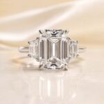 S925 Luxury 4.5 Ct Three Stone Emerald Cut Engagement Ring in Sterling Silver - Image 3