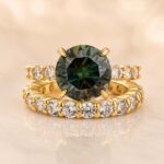 S925 Green Moissanite 4CT Round Cut Engagement Ring Set Hidden Halo Promise Ring For Women - Image 4
