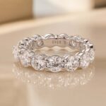 S925 Moissanite Diamond 5.5Ct Round Cut Eternity Band Sterling Silver Stackable Wedding Ring - Image 4