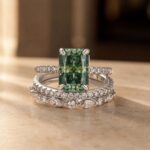 S925 Moissanite 3.5CT Radiant Cut Green Engagement Ring with Round & Marquise Accents Bands - Image 9