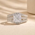 S925 Enhancer Wedding Set Gorgeous 2.0Ct Princess Cut Engagement Ring With Enhancer Wedding Band - Image 5