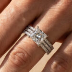 S925 3PC 2.0Ct Princess Cut Wedding Ring For Her With Two Classic Wedding Bands