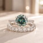 S925 Green Moissanite 3.0Ct Round Cut 6 Prong White Gold Promise Rings For Women - Image 9