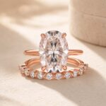 S925 Moissanite Solitaire 5.5Ct Oval Cut Wedding Ring Set With Round Cut Wedding Band - Image 13