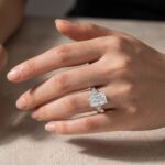 S925 5.0 Carat Radiant Cut Three Stone White Gold And Yellow Gold Engagement Ring With Hidden Halo - Image 4