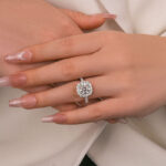 S925 Maxine Classic Moissanite 2.0 Carat Halo Round Cut Promise Ring - Image 3