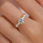 S925 Maxine Moissanite 2.0 Carat Cushion Cut Five Stone Engagement Ring In Sterling Silver