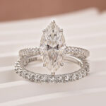 S925 Moissanite 3.0Ct Marquise Cut Pave Three-Sided Band Bridal Ring Set - Image 2