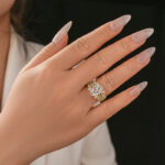 S925 Moissanite Enhancer Ring 4.0Ct Oval Cut Yellow Gold Wedding Ring - Image 2
