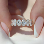 S925 Eternity Oval Cut Simulated Diamonds Wedding Band - Image 8