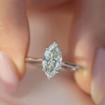S925 Fashion Marquise Cut Women's Engagement Ring In Sterling Silver
