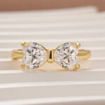 1.0Ct*2 Heart Cut Toi et Moi Yellow Gold Moissanite Engagement Ring in S925 Sterling Silver - Image 5