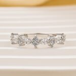 S925 Round Cut & Marquise Cut White Gold Wedding Band For Woman - Image 3