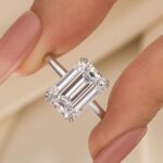 S925 Maxine 5.0Ct Solitaire Emerald Cut White Gold Travel Ring