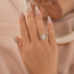 S925 Moissanite Triple Row Pavé 3.5Ct Radiant Cut White Gold Engagement Ring - Image 2