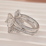 S925 Moissanite 2.0 Ct Princess Cut Solitaire White Gold Engagement Ring with Enhancer Ring - Image 3