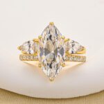 S925 4.0Ct Marquise Cut Hidden Halo Engagement Ring With Pear Cut Open Wedding Band - Image 3