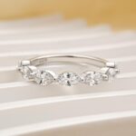 S925  Elegant Marquise Cut Half Wedding Band In Sterling Silver - Image 5