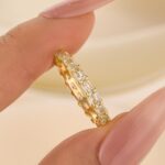 S925 Elegant Radiant Cut Yellow Gold Women's Wedding Band In Sterling Silver