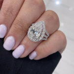 S925 Maxine Vintage Split Shank Halo 4.5Ct Pear Cut Engagement Ring In Sterling Silver - Image 2