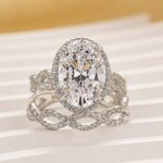 S925 4.5Ct Oval Cut Twist Engagement Ring with Twist Wedding Band - Image 4