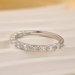S925 Maxine Classic Half Eternity Oval Cut White Gold Wedding Band - Image 3