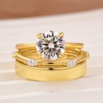 S925 Moissanite 3PC 2.0Ct Classic Round Cut Wedding Ring Set For Women - Image 3