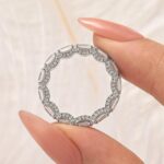 S925 Emerald Cut White Gold Wedding Band For Woman - Image 4