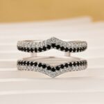 S925 Vintage Round Cut White&Black Enhancer Wedding Band For Women In Sterling Silver - Image 3