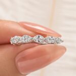 S925  Elegant Marquise Cut Half Wedding Band In Sterling Silver