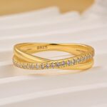 S925 Unique X Criss Cross Wedding Band For Women In Sterling Silver - Image 3