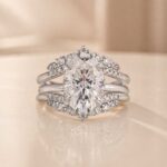 S925 Classic Moissanite 4.0Ct Solitaire Oval Cut Engagement Ring in Sterling Silver with Round Cut Enhancer Wedding Band - Image 4