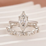S925 Moissanite 2.0Ct Solitaire Marquise Cut Engagement Ring with Marquise Cut Wedding Band - Image 3