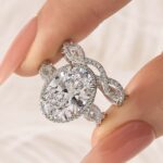 S925 4.5Ct Oval Cut Twist Engagement Ring with Twist Wedding Band
