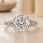 S925 Split Shank 4.0Ct Cushion Cut Engagement Ring in Sterling Silver - Image 4