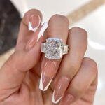 S925 Luxurious Radiant Cut Three Stone Women's Engagement Ring In Sterling Silver - Image 6