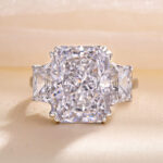 S925 Luxurious Radiant Cut Three Stone Women's Engagement Ring In Sterling Silver - Image 7