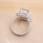 S925 Luxurious Radiant Cut Three Stone Women's Engagement Ring In Sterling Silver - Image 9