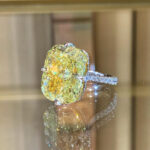 S925 Yellow Sapphire 6.0 Carat Cushion Cut Elegant Engagement Ring