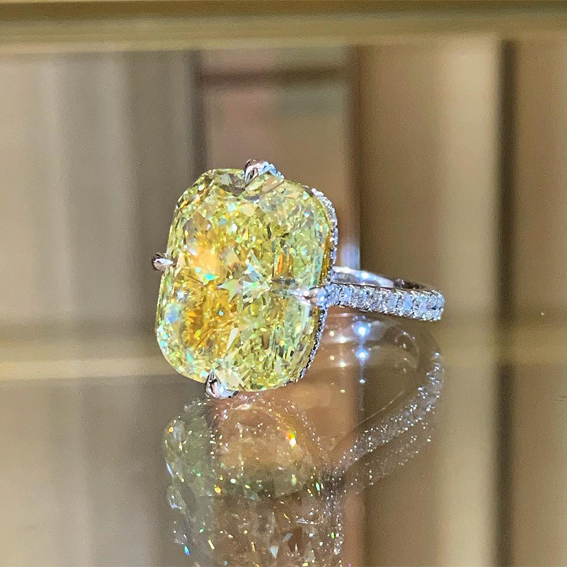 111-58068ac3-0911-4d7b-8d9e-8f8584e76c5d S925 Yellow Sapphire 6.0 Carat Cushion Cut Elegant Engagement Ring - Image 1