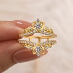 S925 Crown Shaped Insert Wedding Band Engagament Ring Enhancer In Sterling Silver - Image 4