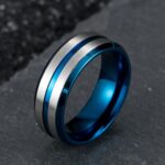 Two Tone Stainless Steel Brushed Plating Men's Wide Wedding Band - Image 7