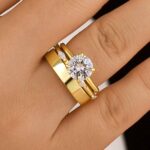 S925 Moissanite 3PC 2.0Ct Classic Round Cut Wedding Ring Set For Women