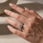 S925 Moissanite 2.0Ct Round Cut 2PC Brival Ring Set Solitaire Promise Ring & Pavé Eternity Band - Image 2