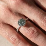 S925 Green Moissanite 3.0Ct Round Cut 6 Prong White Gold Promise Rings For Women