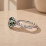 S925 Green Moissanite 3.0Ct Round Cut 6 Prong White Gold Promise Rings For Women - Image 5
