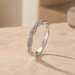 S925 Wave-Shaped Moissanite Eternity Band in Sterling Silver Stackable Wedding Ring For Women - Image 5