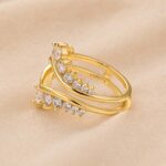 S925 Moissanite V-Shaped Crown Enhancer Wedding Band 18K Yellow Gold in Sterling Silver - Image 5