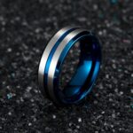 Two Tone Stainless Steel Brushed Plating Men's Wide Wedding Band - Image 8
